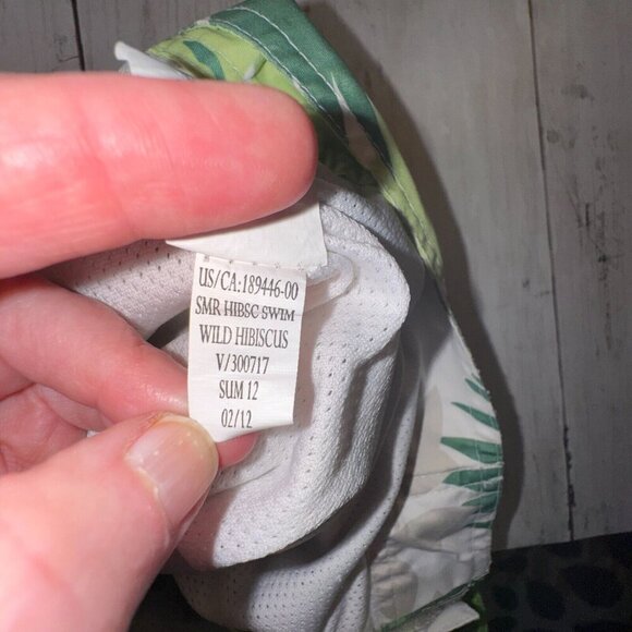 Gap Board Shorts Mens M Green Hibiscus Drawstring Tie Nylon Swimwear - Picture 6 of 6